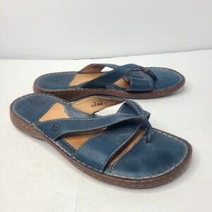 BORN Women's Blue Flip Flop Thong Sandals Leather Shoes Flats Sz 10 EU 42